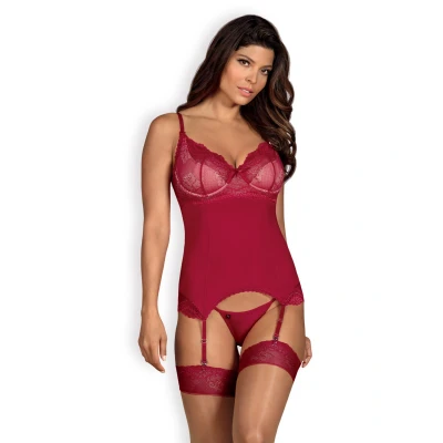 Afbeelding van Obsessive Rosalyne Korset &amp; String Rood S/M