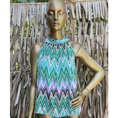 Afbeelding van Haltertop Costa Zigzag Groen One Size (Maat 36 t/m 40/42)