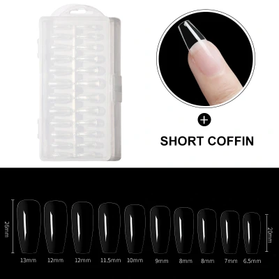 Afbeelding van Dermarolling Nageltips Short Coffin 10 maten 240 stuks