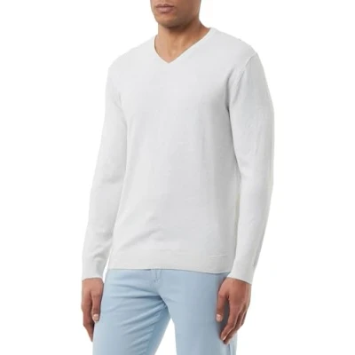 Afbeelding van TOM TAILOR Gebreide trui met V hals voor heren, 13174 Soft Vanilla Melange, 3XL