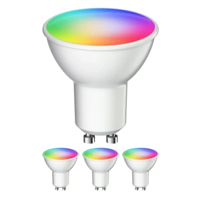 Afbeelding van ledscom.de 4 GU10 LED RGB lampen, PAR16, warm wit koel (2900 6200 K), 5,5 W, 473lm, 103, Smart Home, WLAN, Alexa, mat