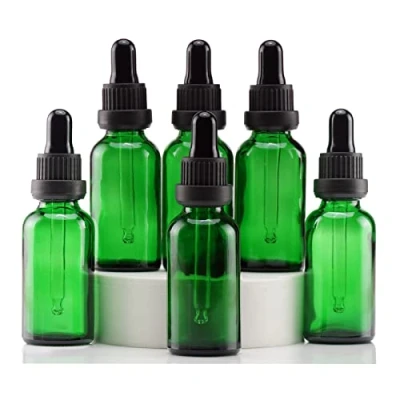 Afbeelding van Yizhao Groen Glazen Druppelflesje 30ml, met Pipet Druppelaar, voor Essentiële olie, Aromatherapie, Cosmetica, Laboratorium, Apotheek, Reizen, Massage 6 Stuks