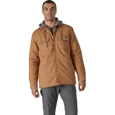 Afbeelding van Dickies, Heren FLEECE HOODED DUCK SHIRT JACK RELAXED, BRUIN Eend, XL, Bruine XL