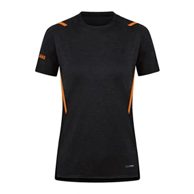 Afbeelding van JAKO T shirt Challenge Zwart gemeleerd/fluo oranje