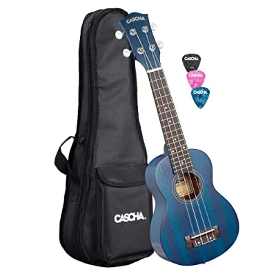 Afbeelding van Cascha HH 2266 premium sopraan ukelele blauw met tas en plectra