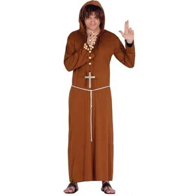 Afbeelding van Guirca Monnik &amp; Pater Priester Kostuum Vrome Man Bruin Maat 52 54 Carnavalskleding Verkleedkleding