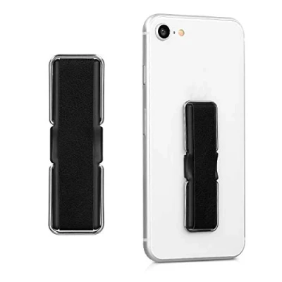 Afbeelding van kwmobile elastische griphouder met standaard Vingerhouder Om je telefoon vast te houden, neer zetten of op hangen Zwart