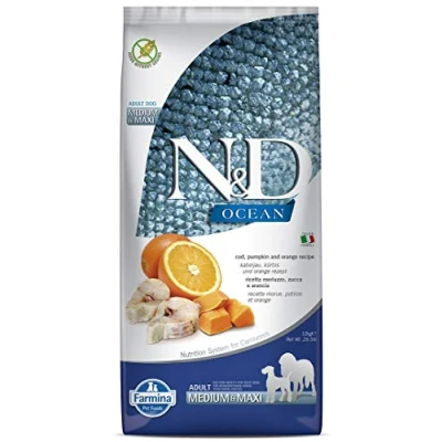 Afbeelding van N&amp;D Ocean hondenvoeding Kabeljauw met Pompoen medium/maxi 12 kg.