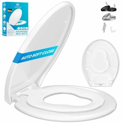 Afbeelding van KESSER® wc bril met softclosemechanisme en quick release functie, eenvoudige montage, deksel van Duroplast, toiletbril roestvrijstalen bevestiging, kinderzitje
