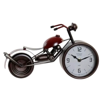 Afbeelding van Bordsklocka Home ESPRIT Rood Metaal Kristal Hout MDF Motorfiets Vintage 32,5 x 10 18 cm