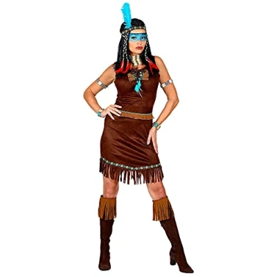 Afbeelding van &quot;NATIVE INDIAN&quot; (jurk, riem, hoofdband met veer) (S)