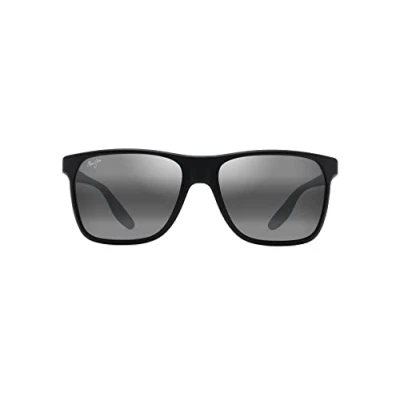 Afbeelding van Maui Jim Pure Collection Pailolo W/gepatenteerde gepolariseerde plus2 glazen rechthoekige zonnebril, Zwart/Neutraal Grijs gepolariseerd, Large