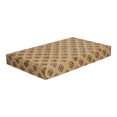 Afbeelding van 50x Brievenbusdoos A5 bruin met print en bovenklep 255 x 160 28 mm E golf (± 1,5 mm) Karton Universele verzenddozen