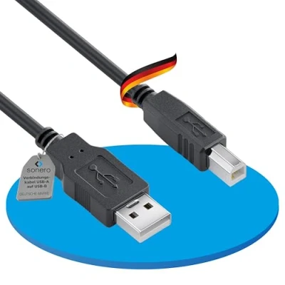 Afbeelding van Sonero® USB 2.0 kabel, actieve verbindingskabel met signaalversterker, printerkabel, A stekker naar B stekker, 480 Mbit/s, 10,0 m, zwart