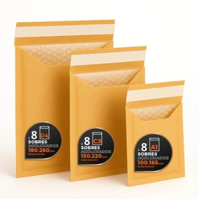 Afbeelding van Gewatteerde enveloppen van polyethyleenpapier, bruin, verzendzakken met capaciteit voor documenten Opiture (20 enveloppen, 100 x 165 mm)