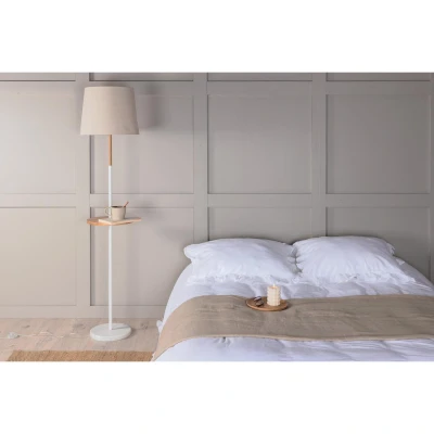 Afbeelding van Svea Elara vloerlamp hout wit Marmer