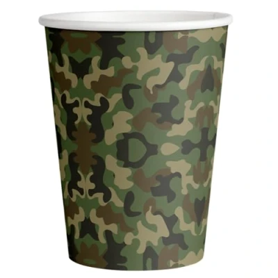 Afbeelding van ALMACENESADAN, 5366 verjaardagsfeestset, bestaande uit 8 bekers van camouflage karton, 220 ml