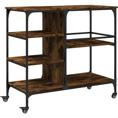 Afbeelding van vidaXL Keukentrolley 100x45x89,5 cm bewerkt hout gerookt eikenkleurig