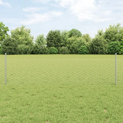 Afbeelding van vidaXL Tuinhek Set van 2 Gegalvaniseerd staal 25 x 0.5 m Duurzaam