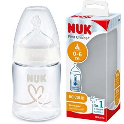 Afbeelding van NUK First Choice fles 0 6 maanden temperatuurcontrole siliconen fopspeen anti koliek ventiel BPA vrij 150 ml