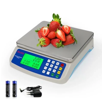 Afbeelding van digitale keukenweegschaal, 30 kg, roestvrij staal, weegschaal met lcd display en tarra functie, precisieweegschaal PCS telweegschaal, 3 eenheden conversie