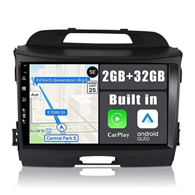Afbeelding van YUNTX Android 13 2 Din Radio Navigatie voor KIA SPORTAGE 2010 2015: [Ingebouwde CarPlay/Android Auto/GPS] 9 Duim IPS 2.5D Touch screen DAB/Bluetooth 5.0/Stuurbediening/MirrorLink/WiFi/4G 2GB+32GB