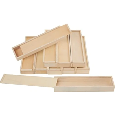Afbeelding van VBS XXL set van 10 houten dozen met schuifdeksel 20 x 5 2,5 cm