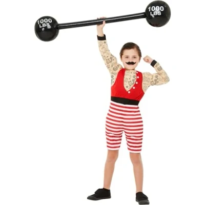 Afbeelding van Deluxe Strong Boy Costume, Multi Coloured, with Short Jumpsuit &amp; Moustache, (L)
