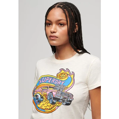 Afbeelding van Superdry Tshirt print, Dames, Maat: 34, Cream slub