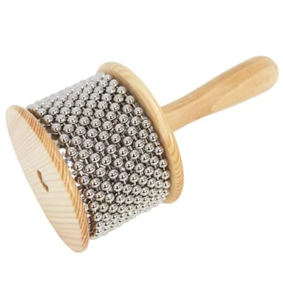 Afbeelding van A Star Cabasa Afuche Shaker met houten kralen 9 cm diameter, medium handpercussie instrument