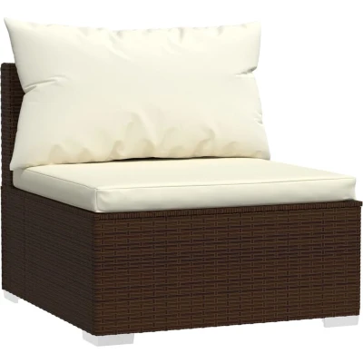 Afbeelding van vidaXL 2 delige Loungeset met kussens poly rattan bruin