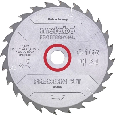 Afbeelding van Metabo PRECISION CUT WOOD 628290000 Cirkelzaagblad 165 x 20 1.4 mm Aantal tanden: 24 1 stuk(s)
