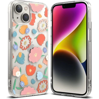 Afbeelding van Ringke Fusion Design gepantserde hoes met gelframe iPhone 14 Plus transparant (bloemen) (FD637E31)