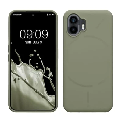 Afbeelding van kwmobile telefoonhoesje geschikt voor Nothing Phone (2) Hoesje met siliconen coating Smartphone case in grijsgroen