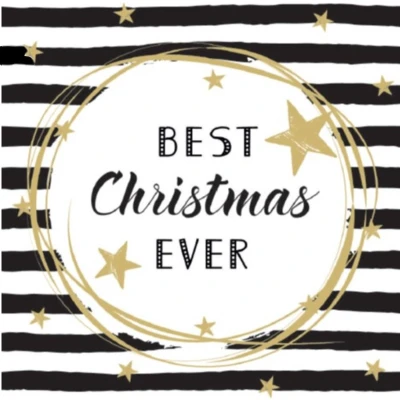 Afbeelding van 60x stuks kerst thema tafel servetten Best Christmas Ever 33 x cm Feestservetten