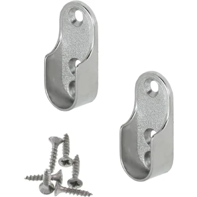 Afbeelding van Gedotec Kastbuislager ovale houder voor kledingstang kast ova 4 stuks metalen kledingstanghouders stang staal vernikkeld kledingkast hanger wandmontage