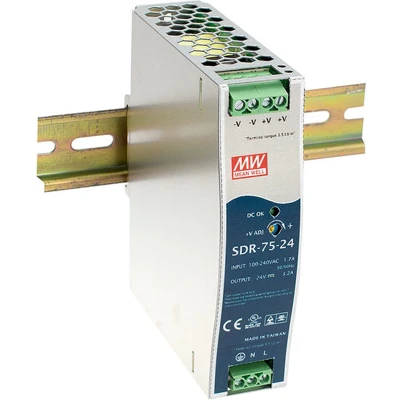 Afbeelding van Mean Well SDR 75 24 DIN rail netvoeding V/DC 3.2 A 76 W Aantal uitgangen: 1 x Inhoud: stuk(s)