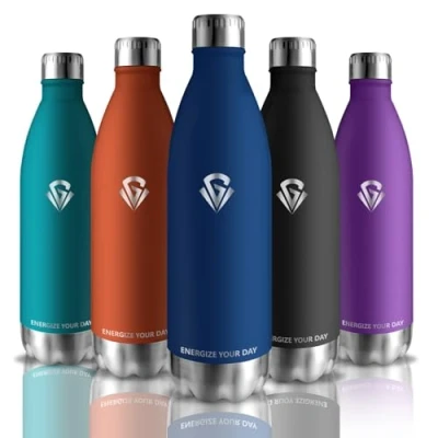 Afbeelding van Grsta Thermosfles, 1 liter, BPA vrij, sportfles, lekvrij, voor koude of warme dranken, metalen fles sport, fitness, wandelen, yoga, donkerblauw