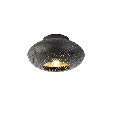Afbeelding van QAZQA Oosterse plafondlamp zwart met goud 25 cm Radiance