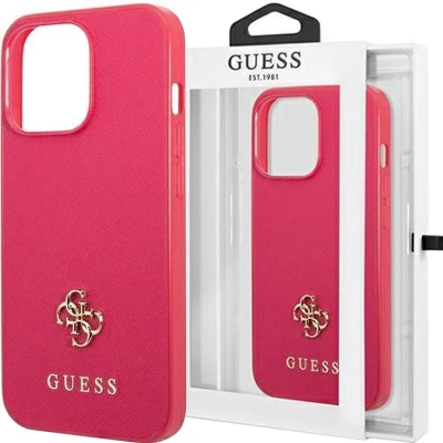 Afbeelding van Guess GUHCP13LPS4MF Hoes voor iPhone 13 Pro / 6,1&quot; roze/roze hardcase Saffiano 4G Small Metal Logo