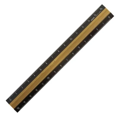 Afbeelding van Midori Aluminum + Bamboe liniaal 15cm Zwart