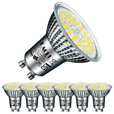 Afbeelding van EACLL GU10 LED Lamp Daglicht Wit, 10W Gelijk aan 140W Halogeenlampen, 6 pack, 5000K 1050lm AC 230V Geen Flikkering Energiezuinige Verlichting, Stralingshoek 120 Spots, Niet Dimbaar Reflectorlamp