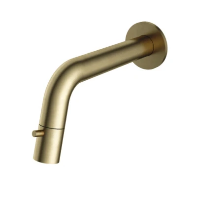 Afbeelding van HotBath Dude Fonteinkraan inbouw uitloop 18.6cm inkortbaar Geborsteld messing