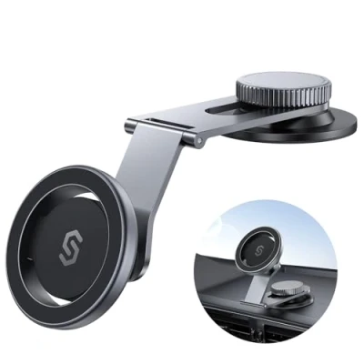 Afbeelding van SYNCWIRE Past op MagSafe autohouder voor universeel dashboard, Tesla scherm, magnetische telefoonhouder auto, opvouwbare aluminium arm, superstabiele iPhone 15 Pro Max 14 13 12 en