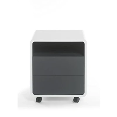 Afbeelding van MCA furniture Kastje op wieltjes Tadeo matwit, details in mat grijs