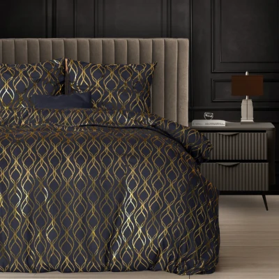 Afbeelding van Dekbedovertrek Glamour Flow Goud Zwart Y not Bestel gemakkelijk online 2 Persoons 200x200/220
