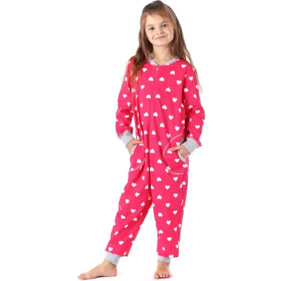 Afbeelding van Merry Style Kinder Pyjama ronde hals lange mouwen broek met zakken Katoen MS MS10 186 PJ Rosa Herzen Melange 122 128
