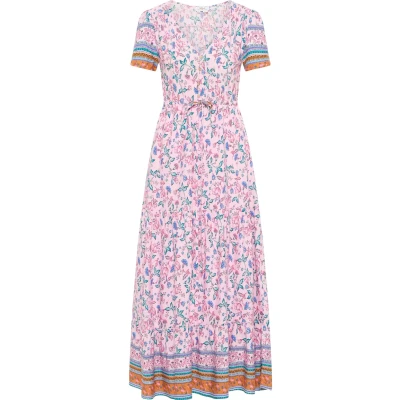 Afbeelding van usha MIT Blumenprint Maxijurk, Dames, Maat: 42, Rosa mehrfarbig