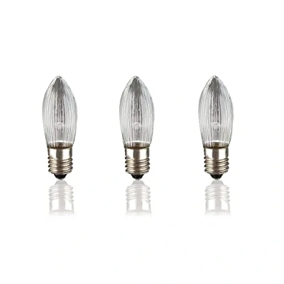 Afbeelding van hellum Vervangende kaarsen voor kaarsboog, 3 stuks 48 V, W, ribbelkaars kerstboom, kaarsen, lichtketting, binnen met 5 brandpunten, lampen lichtboog, E10/48V/3W/15 lumen, 915136