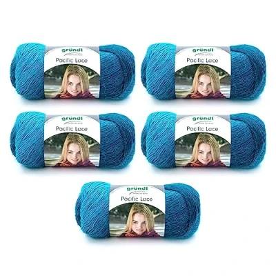 Afbeelding van Gründl Pacific Lace (kleurverloopgaren met wolachtig karakter van 80% polyacryl, 10% wol, alpaca, 100 g/550 m, naalddikte: 2,5 mm 3 mm, 5 x g), Ocean Color, 36 20 8 cm